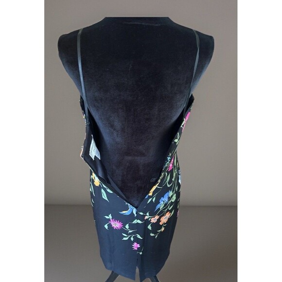 Adrianna Papell Evening Silk Beaded Strapless Dress Floral On Black Size 8 - Picture 3 of 13